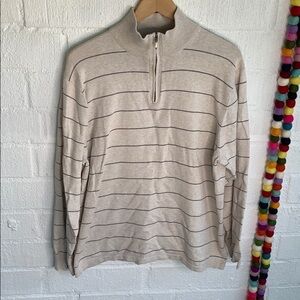 Vanhusen Knit Cotton Half Zip Long Sleeve Sweater sz L